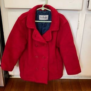 LL Bean kids red peacoat jacket sz XS